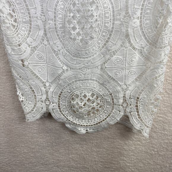 Bisou Bisou Dress Womens 8 White Lace Sheath High Neck Cap Sleeve Party Cocktail - Picture 5 of 16